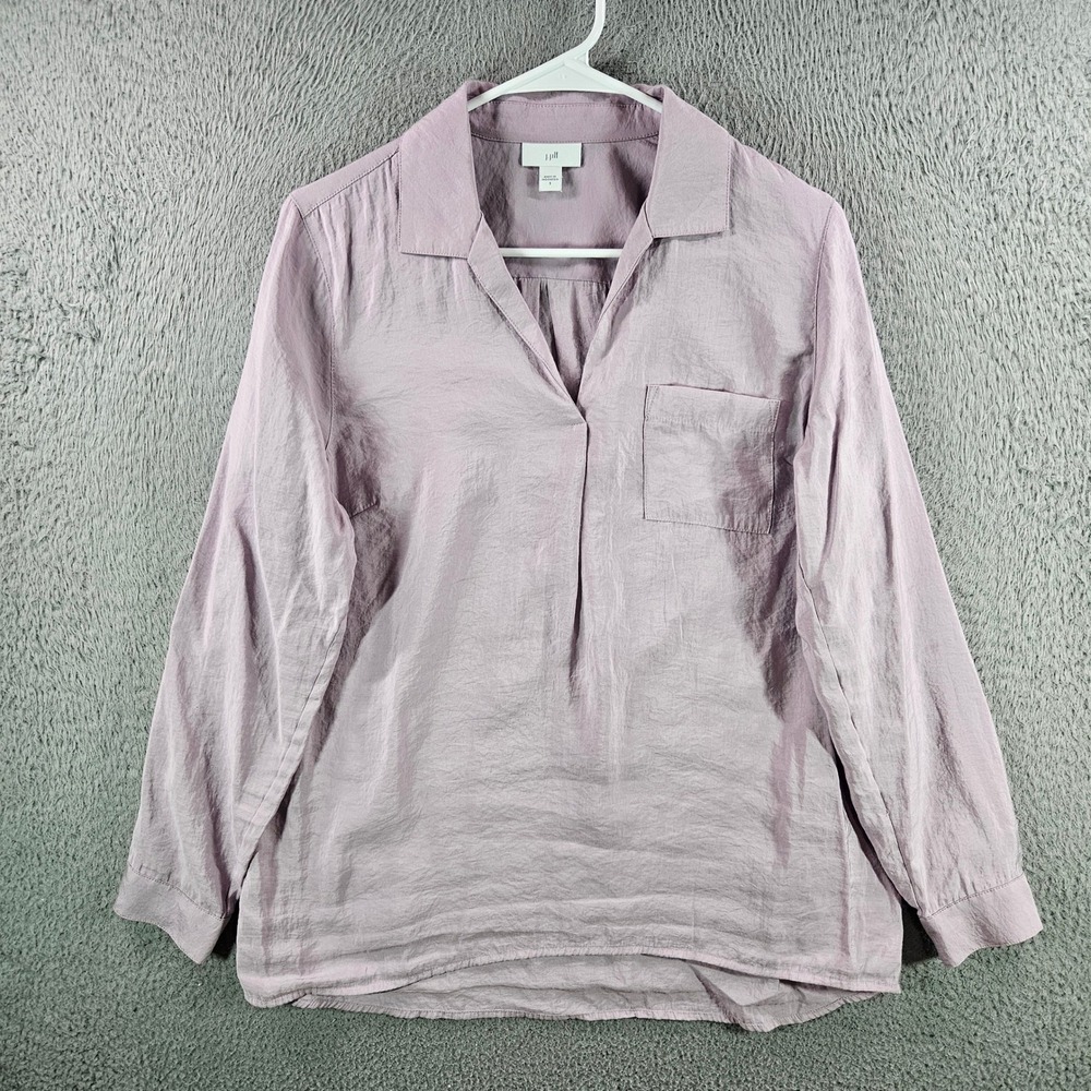 J. Jill Womens Purple Modal Blend Roll Tab Long Sleeve Tunic Blouse Small